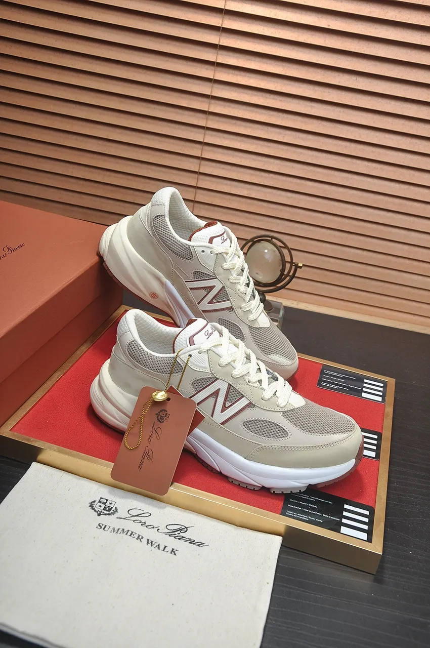 Ex-factory price 660💶LP new product on sale (couples model) Loro Piana sneakers｜Made of Wish imported cowhide fabric｜The upper is made of unique knitted fabric production technology｜Comprehensive one-to-one restoration of the counter process flow｜Additional original molded rubber three-color combination technology outsole｜Size: women 35-40, men 38-44.